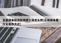 云启资本投资区块链公司怎么样[云启资本是什么合作方式]